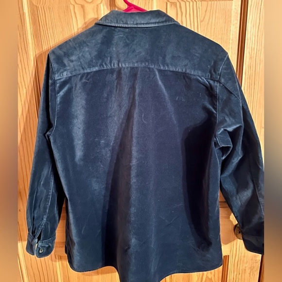 LL Bean Women's Teal Button Front Velvet Soft Cotton SZ M Blouse Top Shirt Cozy - Picture 10 of 17